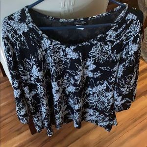 Brittany Black Long Sleeve Pattern Blouse Size 1X